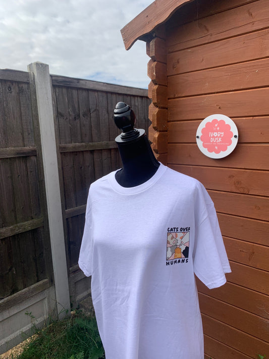 cats over humans tshirt size large
