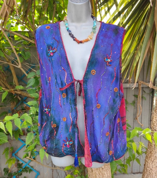 Mykonos sari jewel waistcoat gilet top OVERSIZED