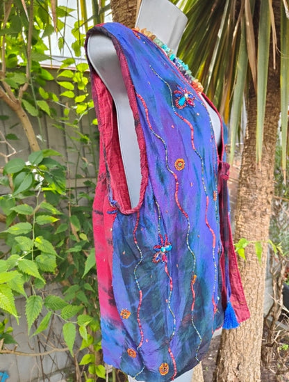 Mykonos sari jewel waistcoat gilet top OVERSIZED