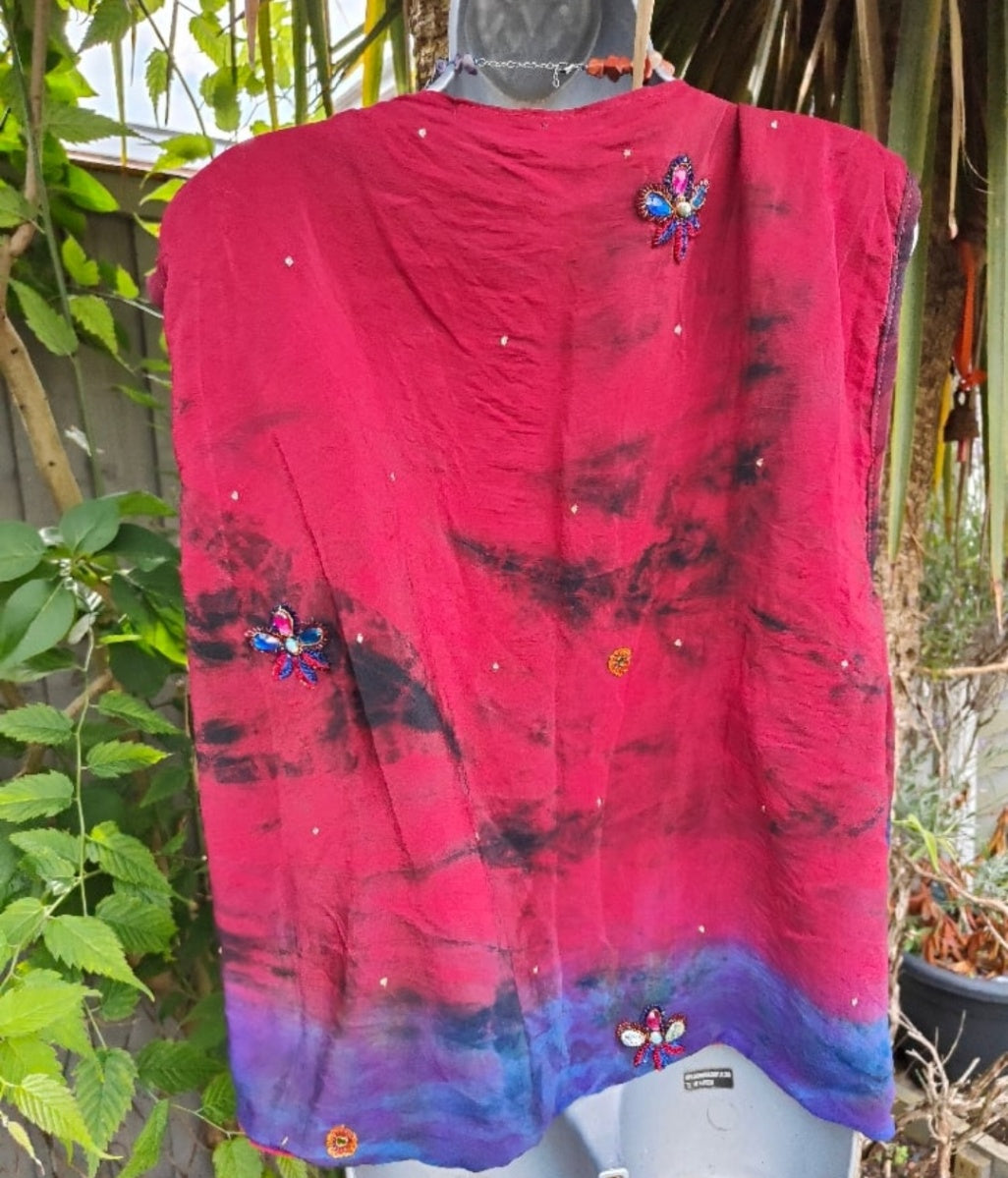 Mykonos sari jewel waistcoat gilet top OVERSIZED