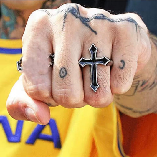 Shadow Cross Stainless Steel Ring
