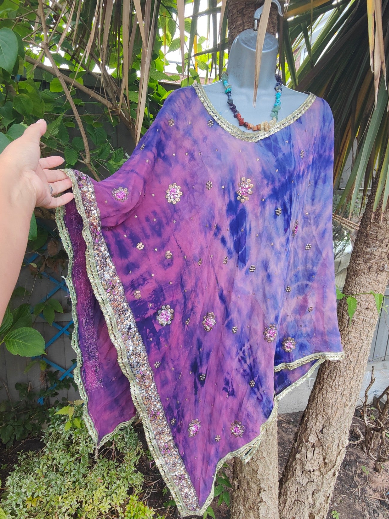 Poncho top- Woodstock /purples