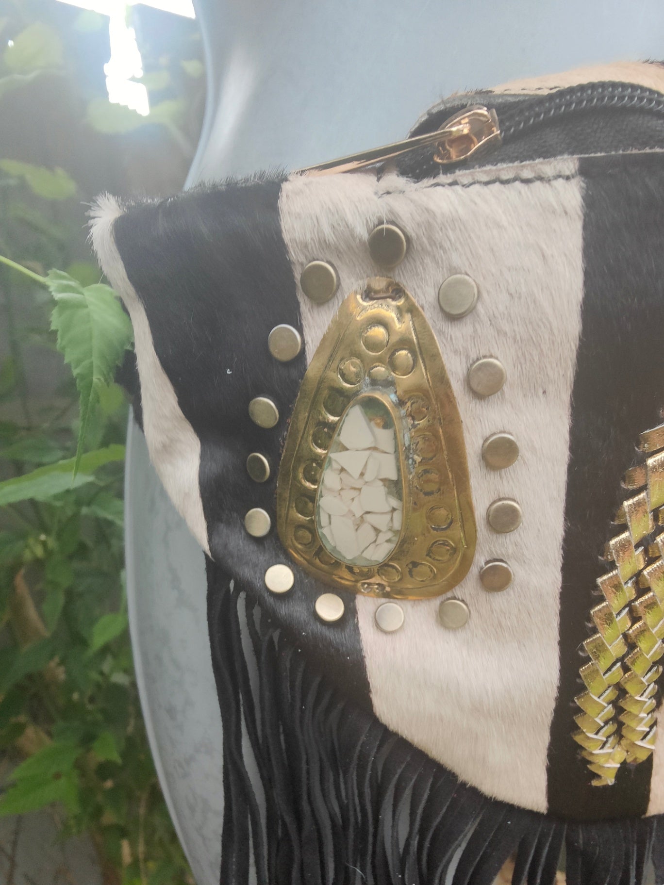 Dolly - Zebra suede fringe bum bag / cross body