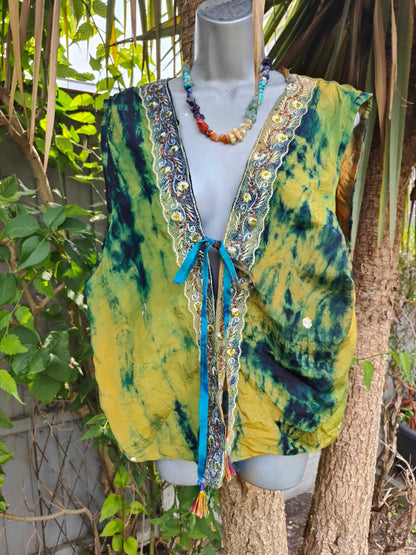 Mykonos jewel sari waistcoat / gilet/oversized 