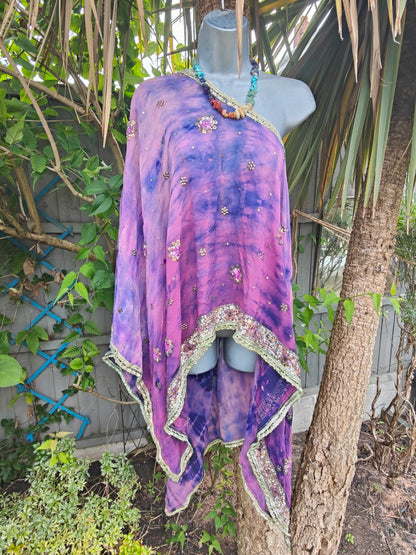 Poncho top- Woodstock /purples