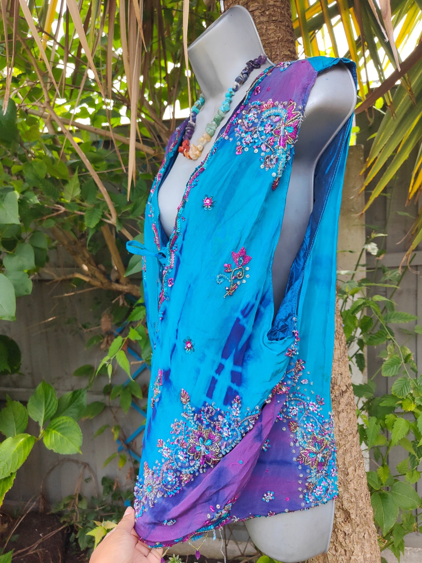 Mykonos jewel sari waistcoat / gilet /oversized 