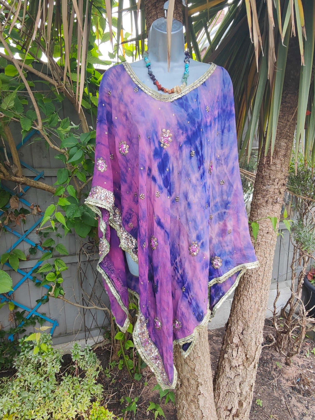 Poncho top- Woodstock /purples