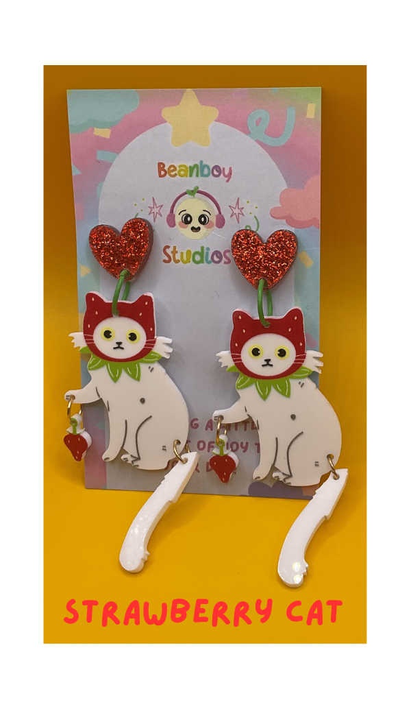Strawberry Cat Earrings