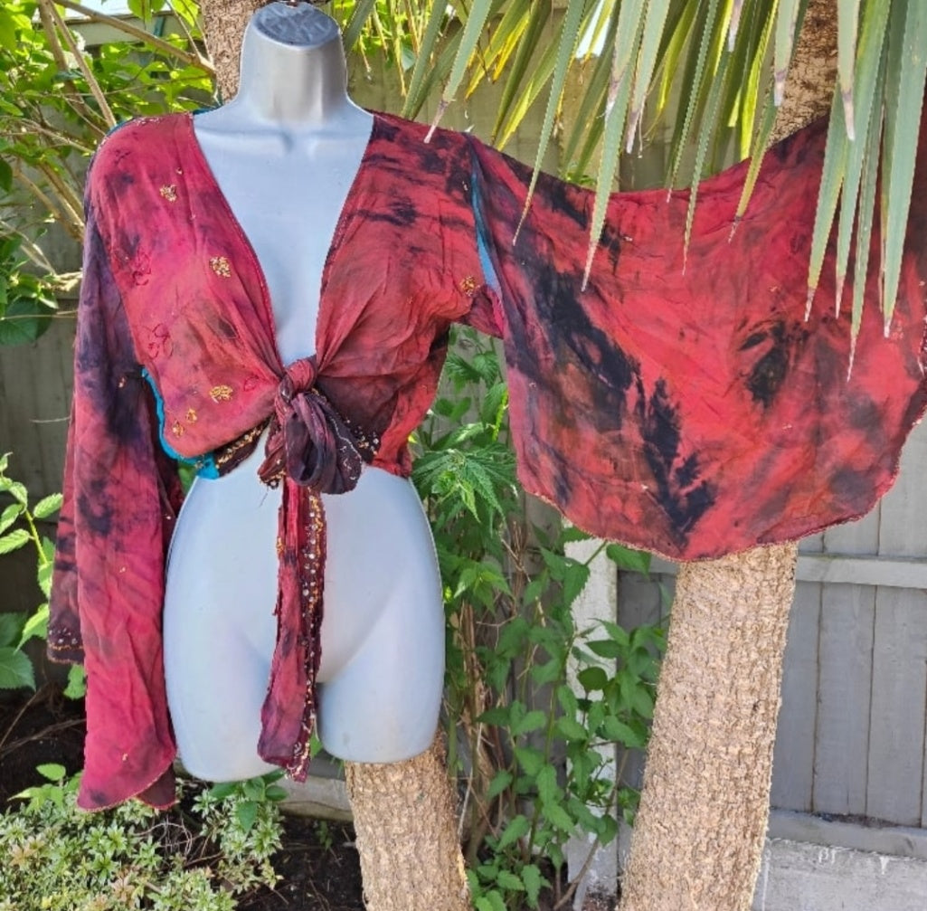 Wanderlust recycled sari Stevie top - tie dyed 