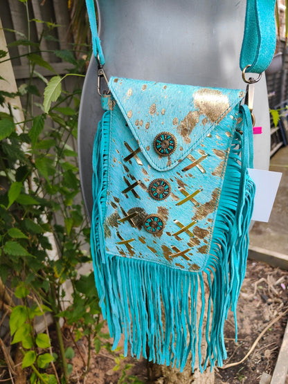 Yellowstone mobile bag- light turquoise / gold