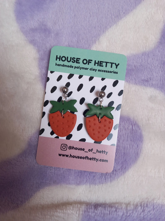 Polymer clay strawberry earrings