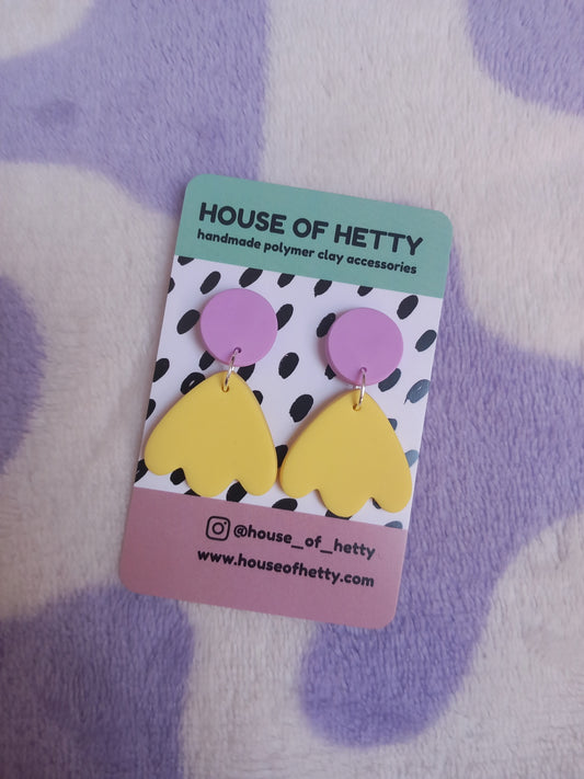 Lilac and yellow abstract floral earrings