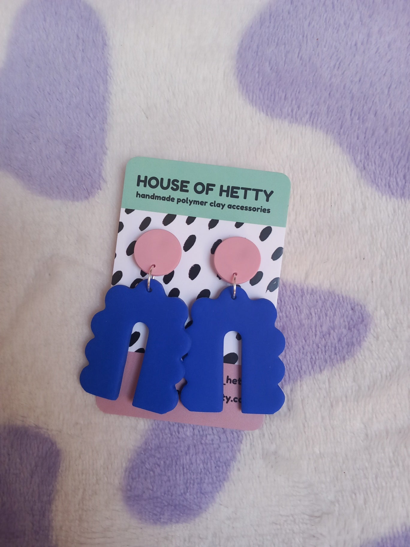 Pink and blue bubble arch earrings