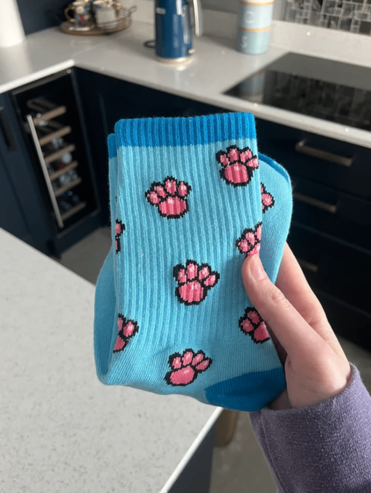 Blue Paw Print Socks