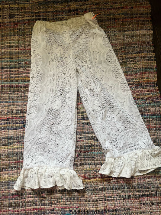 White Lace Pants with Frill