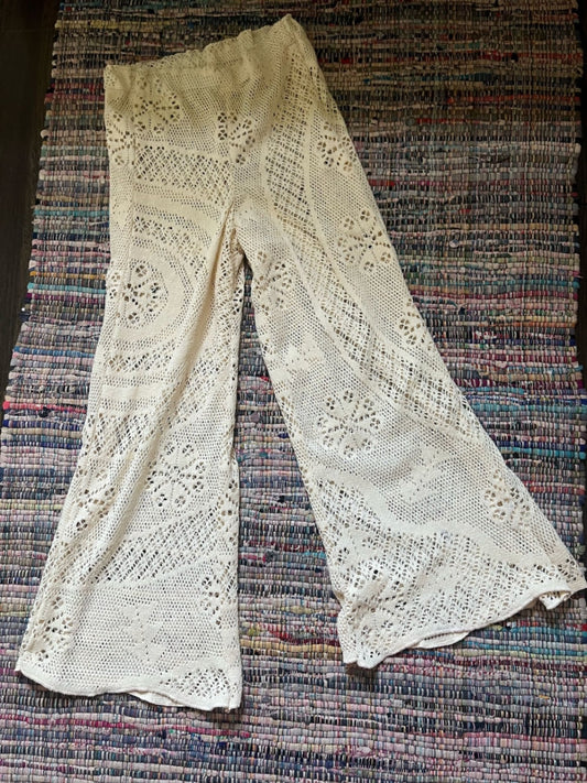 Beige Crochet Lace Trousers