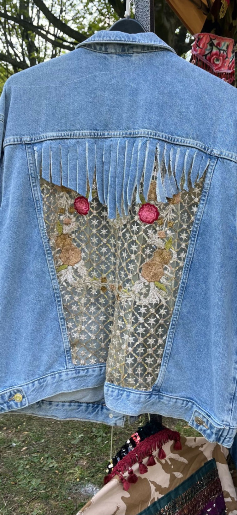 Sequin Panel Denim Jacket