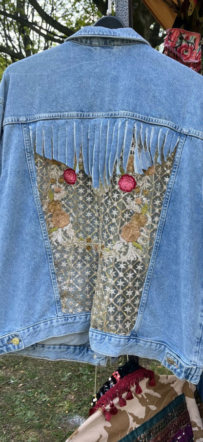 Sequin Panel Denim Jacket