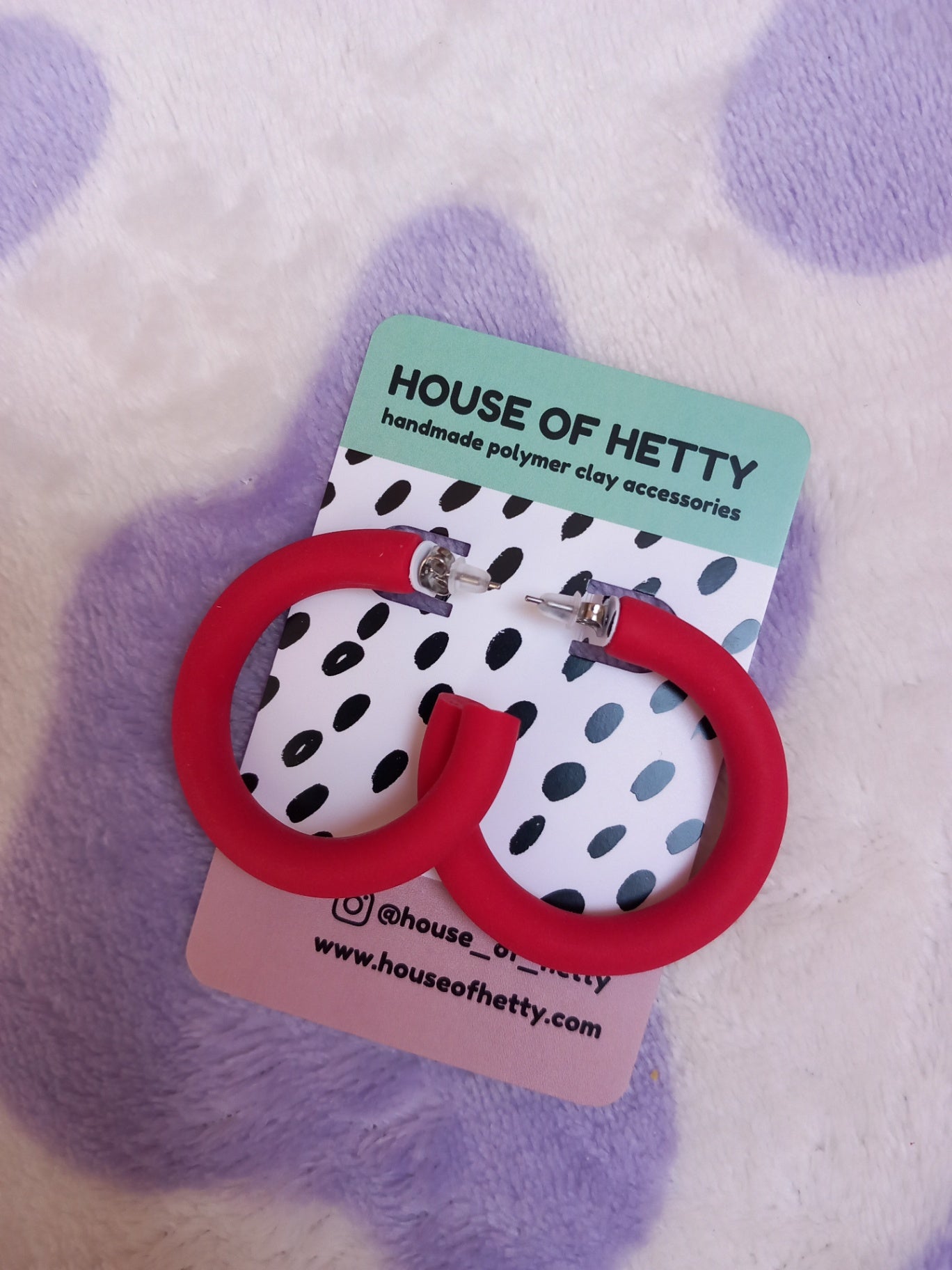 Large cherry red hoop earrings