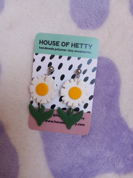 Daisy stem dangle earrings