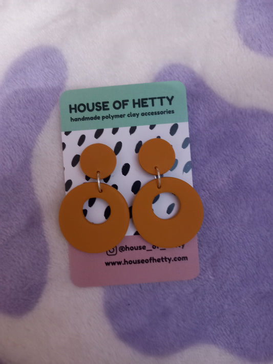 Mustard retro circle dangle earrings