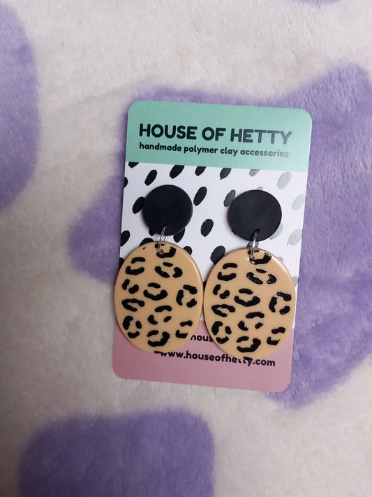 Leopard print dangle earrings