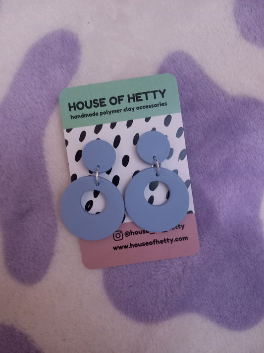 Light blue retro circle earring