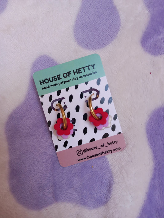 Multi charm daisy hoop earrings