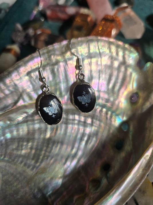 Black obsidian butterfly earrings 