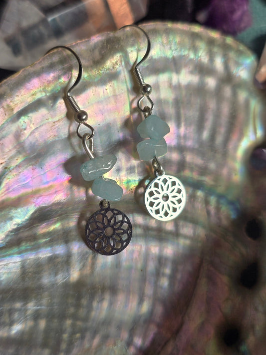 Dyed agate mandala earrings 