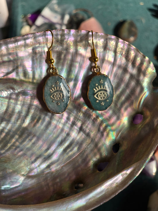Amazonite all seeing eye earrings 