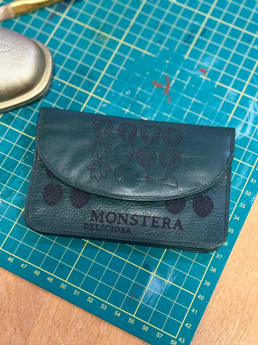 Monstera laser engraved purse