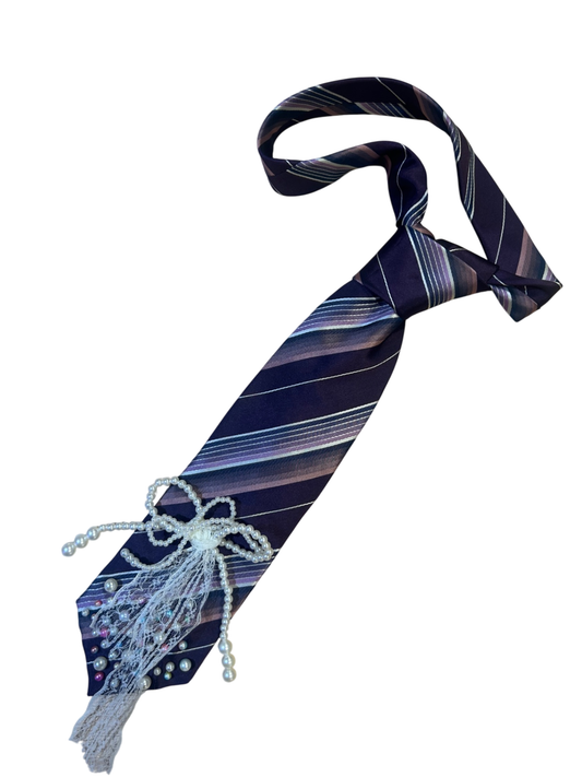Embellished Purple Pearl Tie
