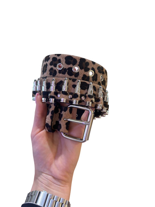 Leopard Faux Fur Buttle Belt