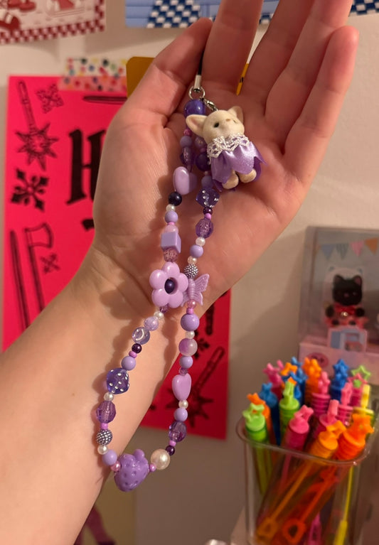 Purple fox phone charm 
