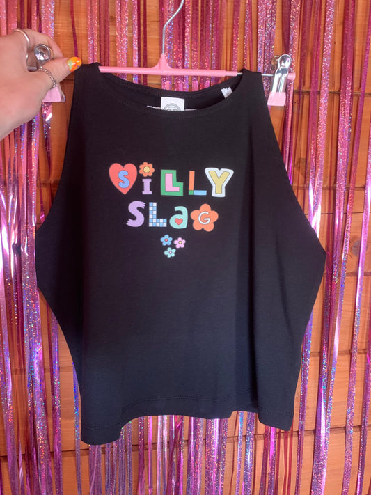 Silly slag cropped black vest