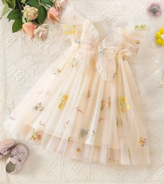 Cream Winged Dress