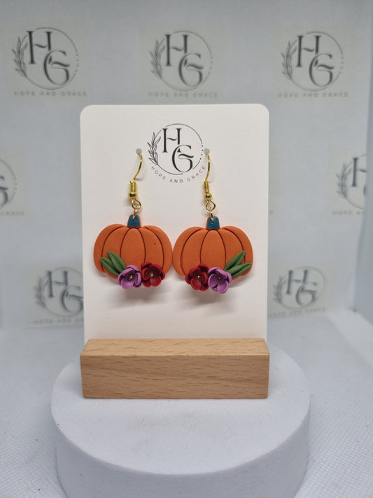 Floral pumpkin earrings