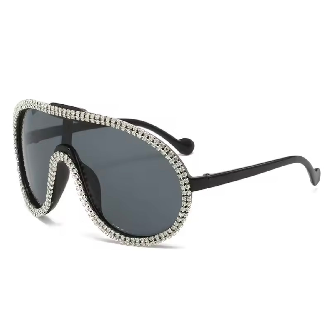 The Paris Crystal Shield Sunglasses – Y2K Oversized Yellow