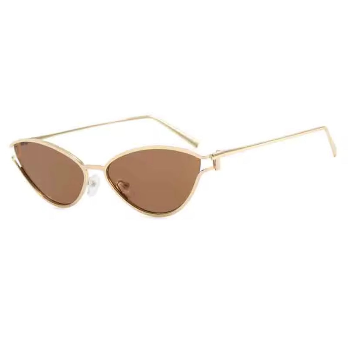 Roxy Gold Rim Cat Eye Sunglasses – Brown Lenses