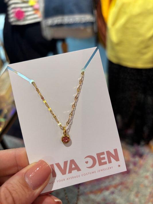 Dainty pink stone necklace