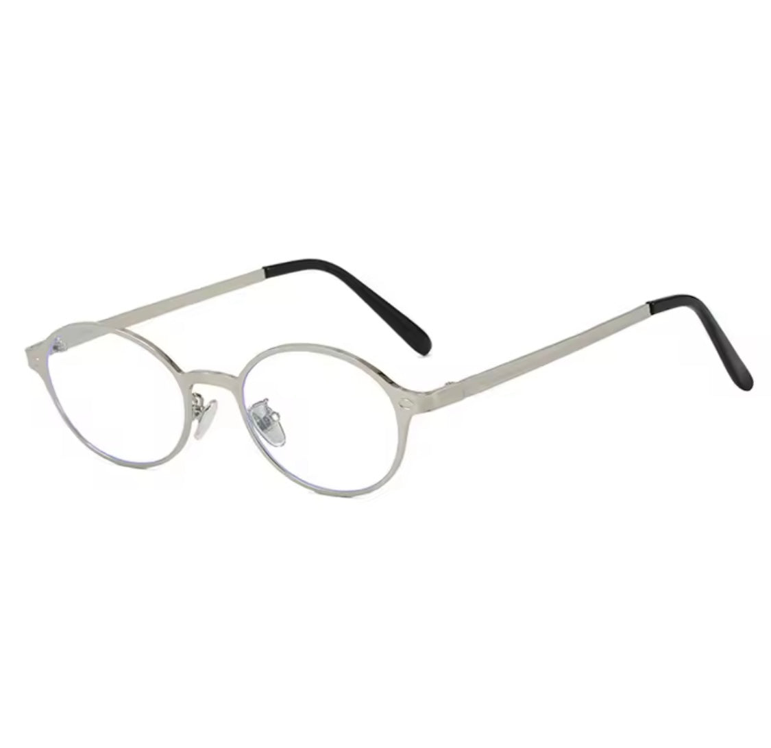 90s Glow Metal Frame Anti Blue Light Glasses –Black