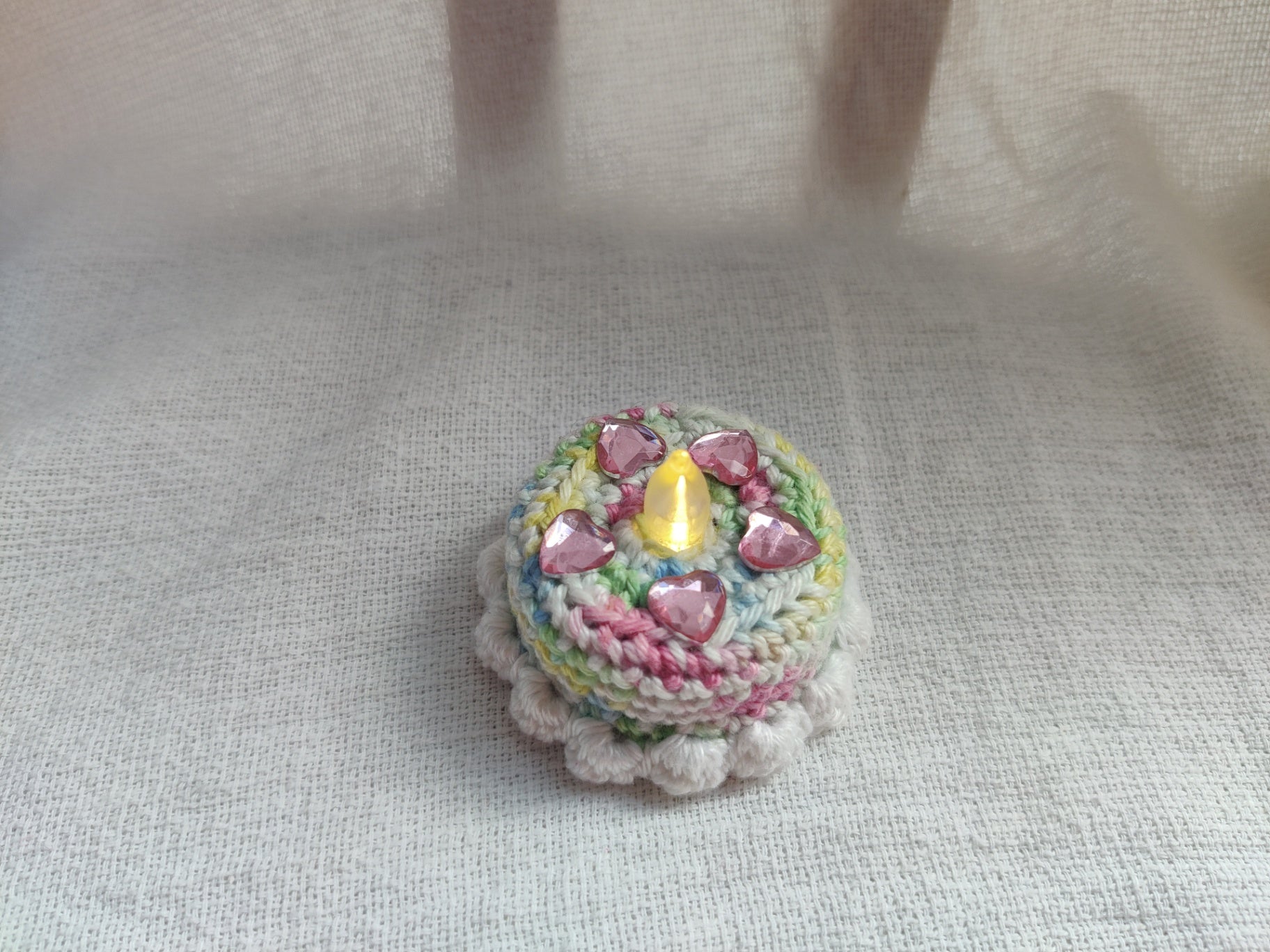 Crochet mini cake, tealight 
