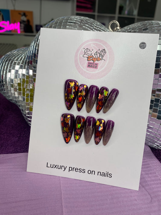 Autumn Leaf Glitters Purple