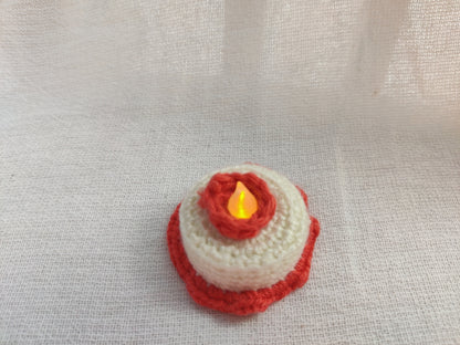 Tealight cake, miniature crochet 