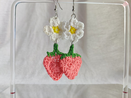 Strawberry and flower earrings 