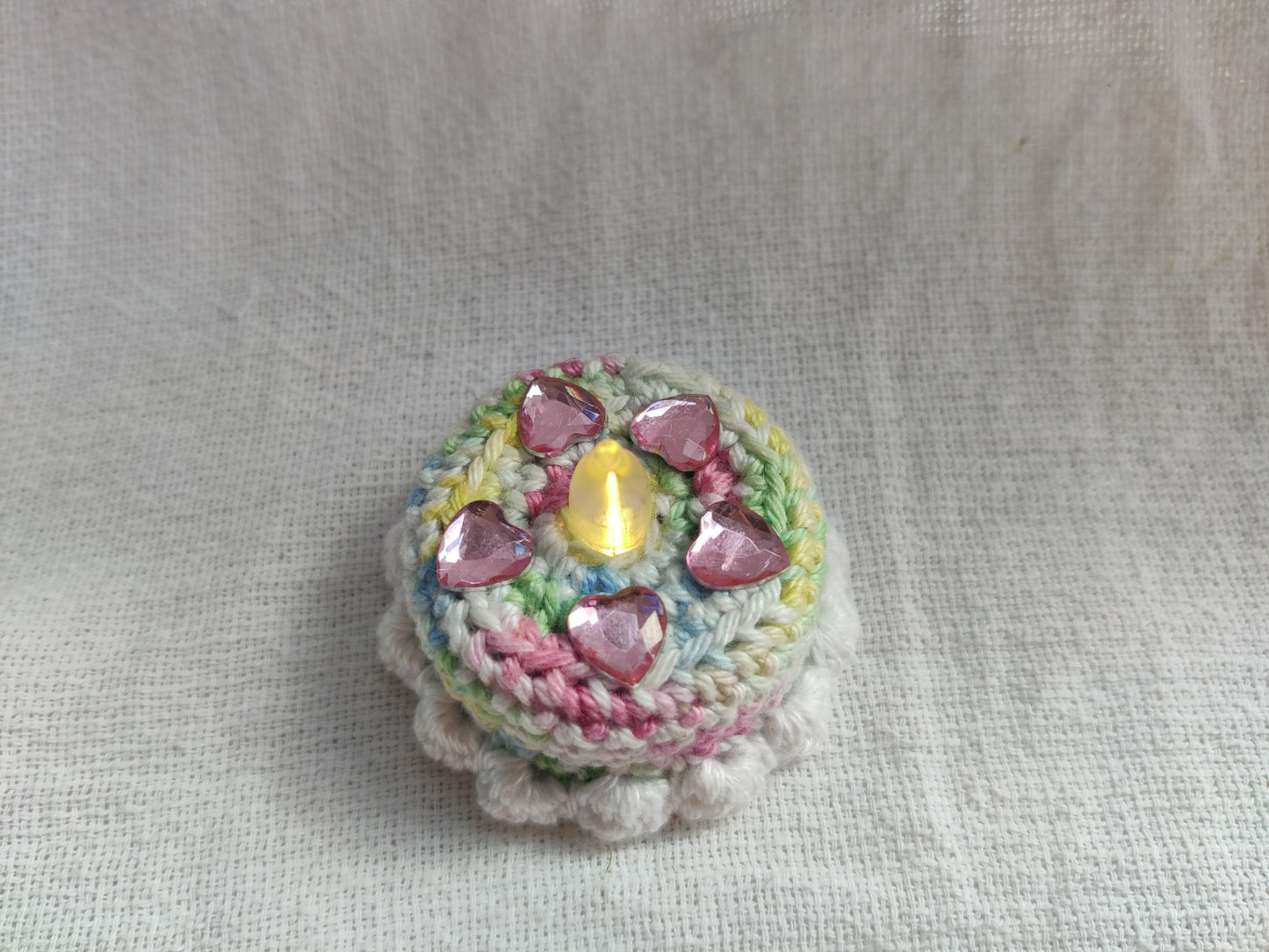 Crochet mini cake, tealight 