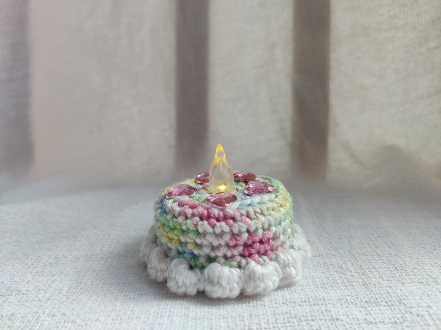 Crochet mini cake, tealight 