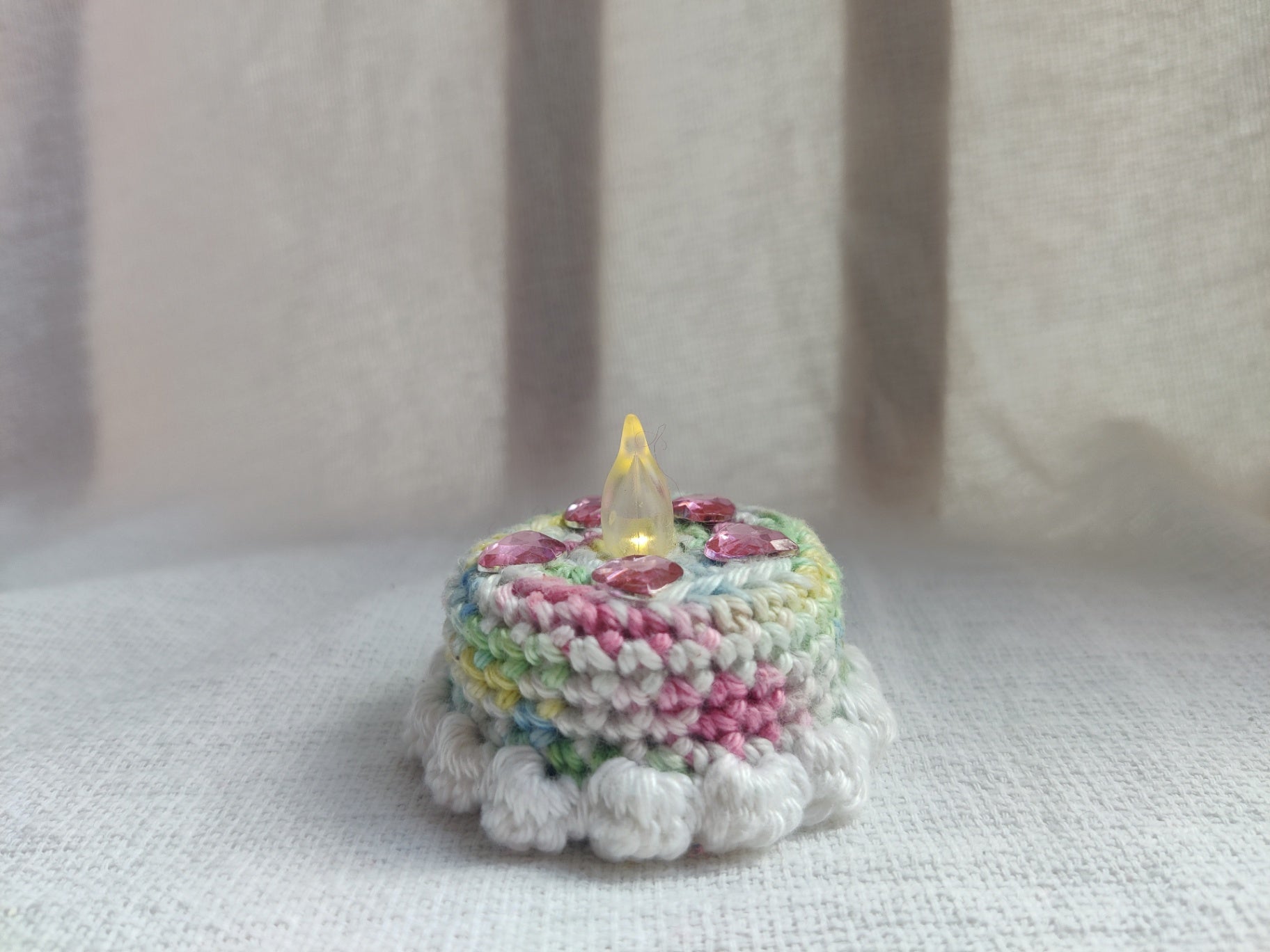 Crochet mini cake, tealight 