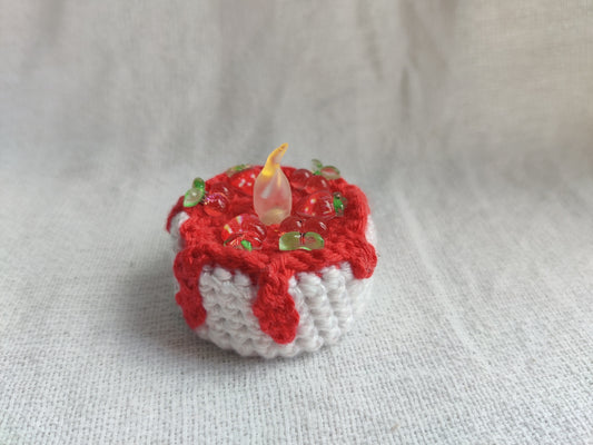 Tealight cake, miniature, strawberry and cherry cake